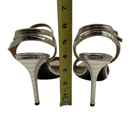 Calvin Klein Womens 10 Nadina Snakeskin Print Gold Stiletto Heels Dress Sandals - Picture 9 of 12